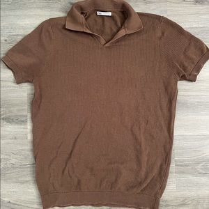 ZARA BROWN TEXTURED SHIRT